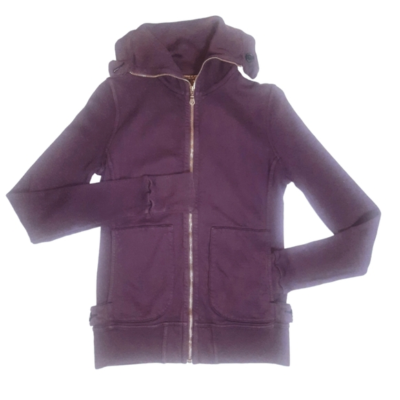 CITIZENS OF HUMANITY Zip Up Cotton Jersey Knit Rolled Collar Jacket Sz M Purple - Picture 6 of 11